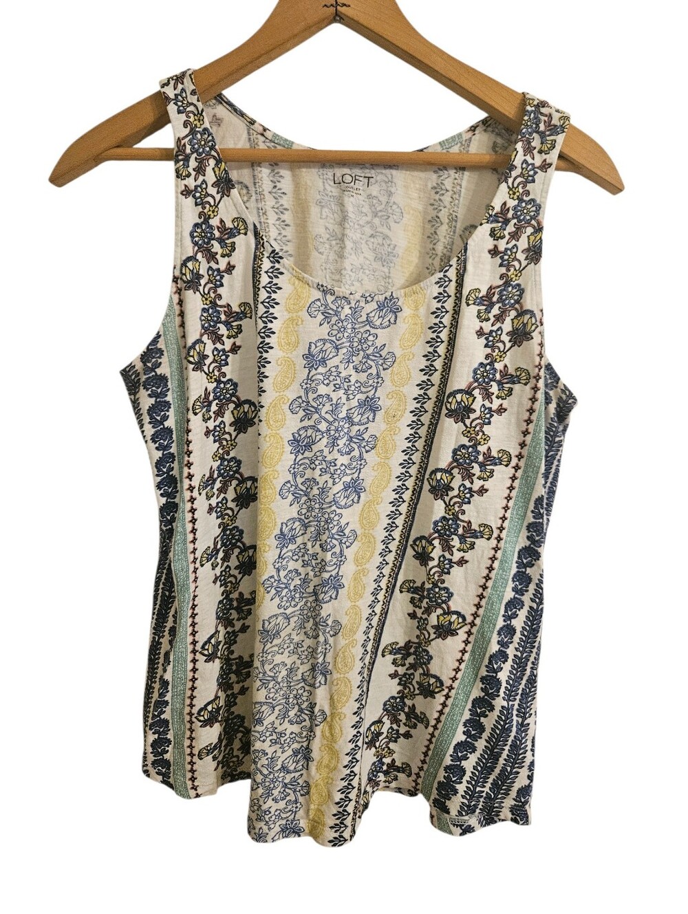 LOFT Floral Print Sleeveless Cotton Tank Top Sz M *read